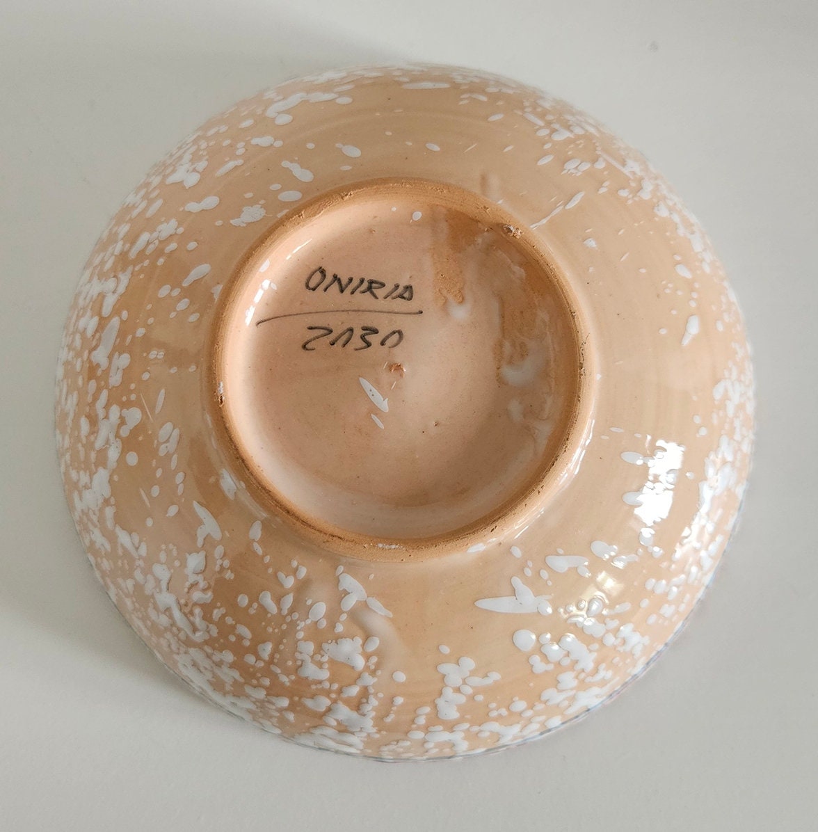 Vintage Oniria Spanish Folk Art Pottery Bowl
