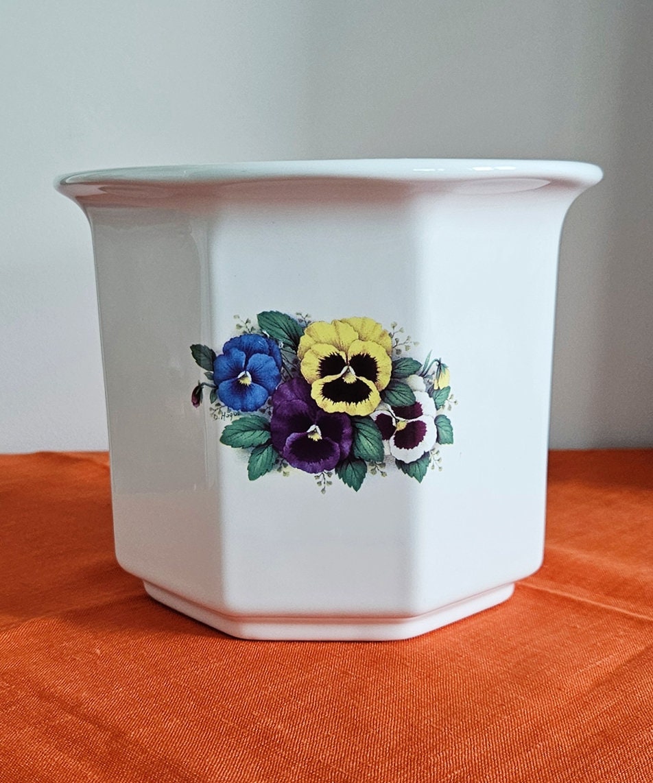 Vintage Pansy Design Plant Pot/Planter