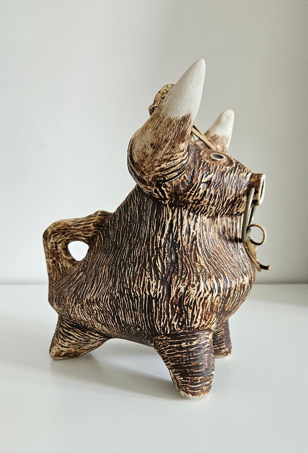 Mid-Century Ceramic Bull Decanter