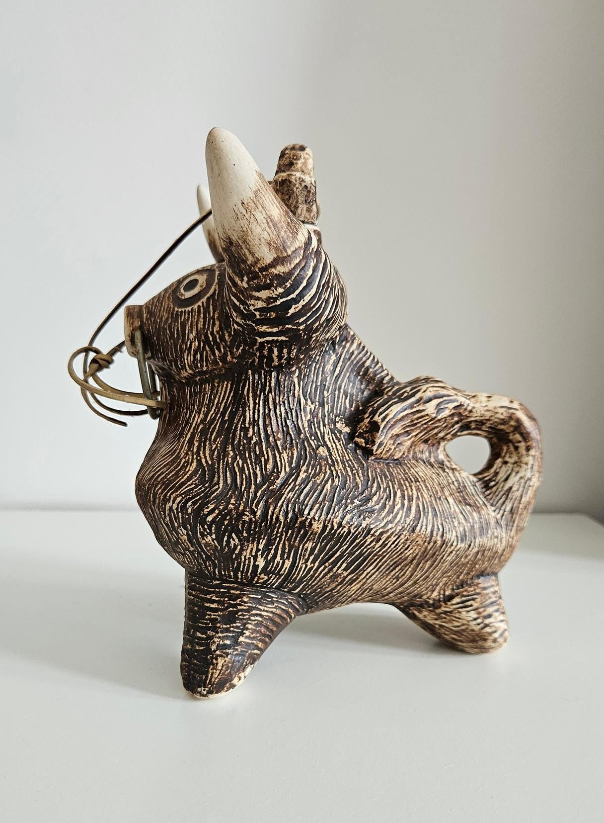 Mid-Century Ceramic Bull Decanter