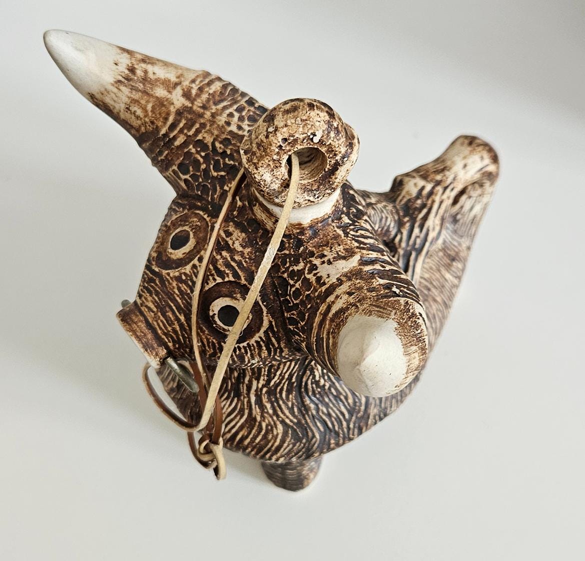Mid-Century Ceramic Bull Decanter