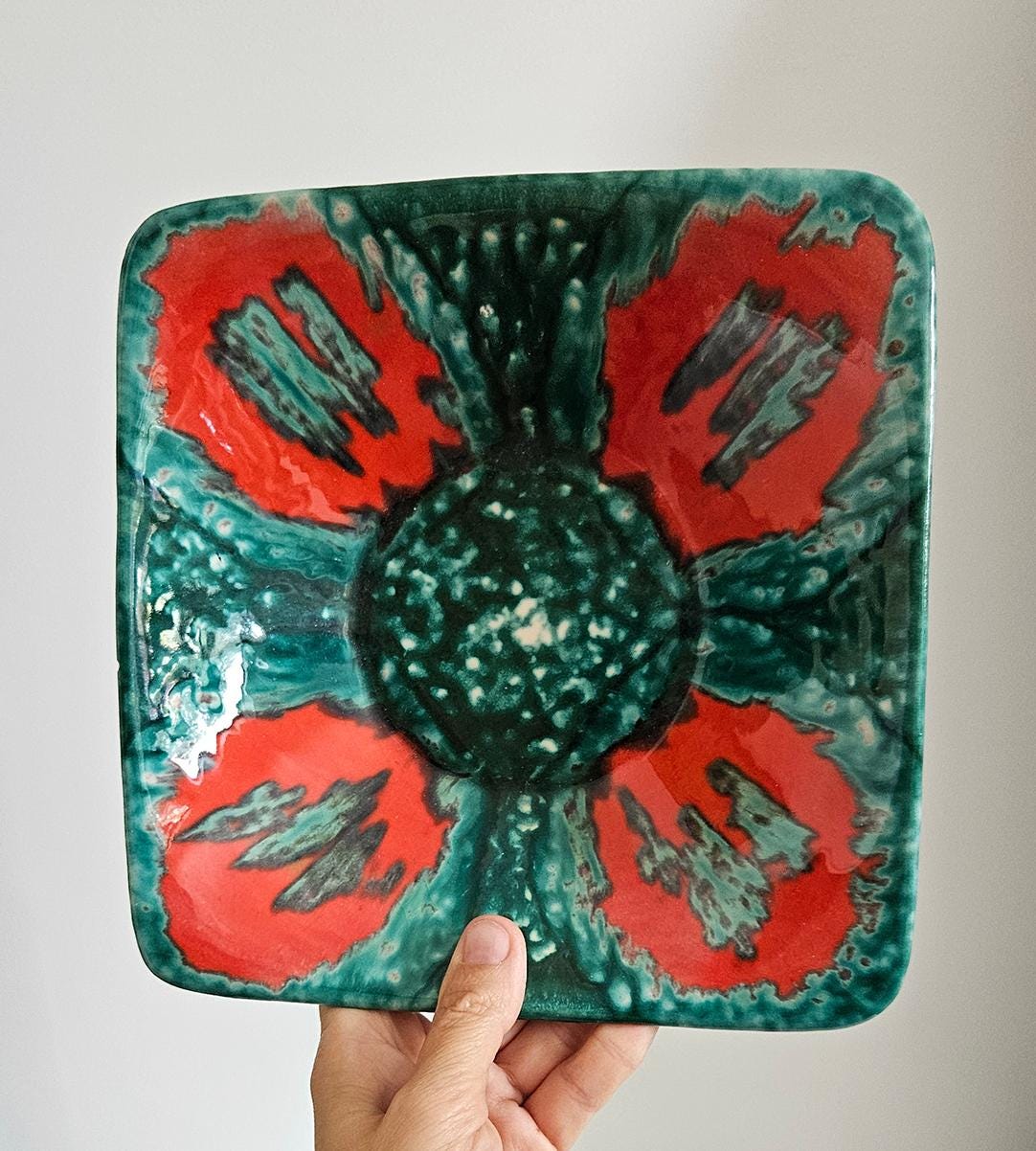 Mid-Century Hungarian Studio Pottery Wall Plate