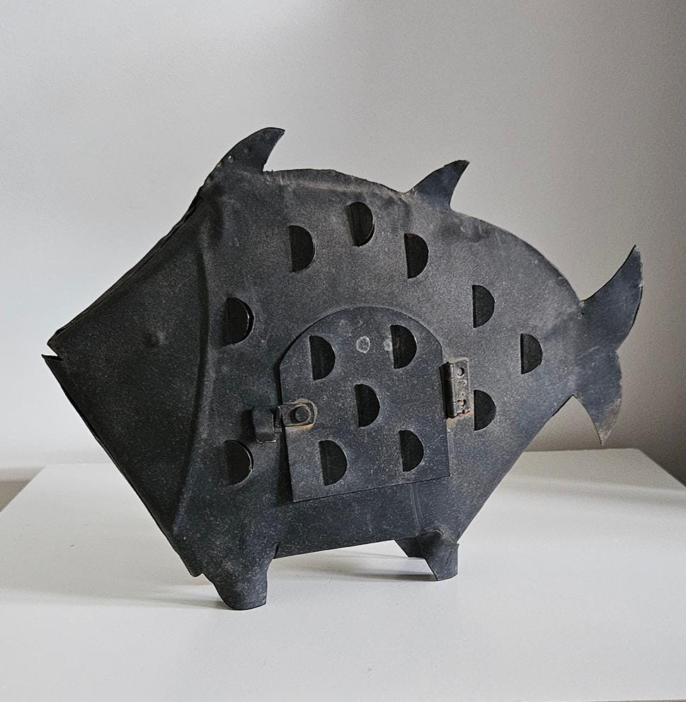 Vintage Metal Fish Candle Lantern