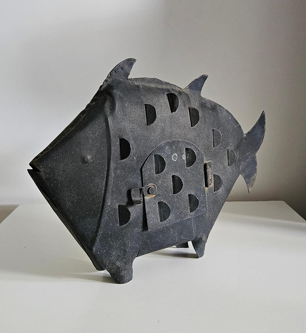 Vintage Metal Fish Candle Lantern
