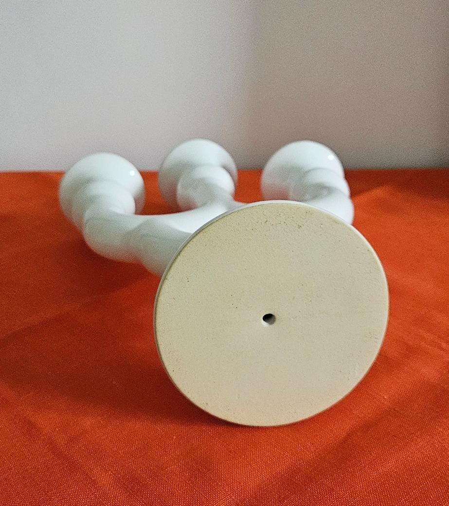 Vintage White Ceramic Three-Arm Candelabra