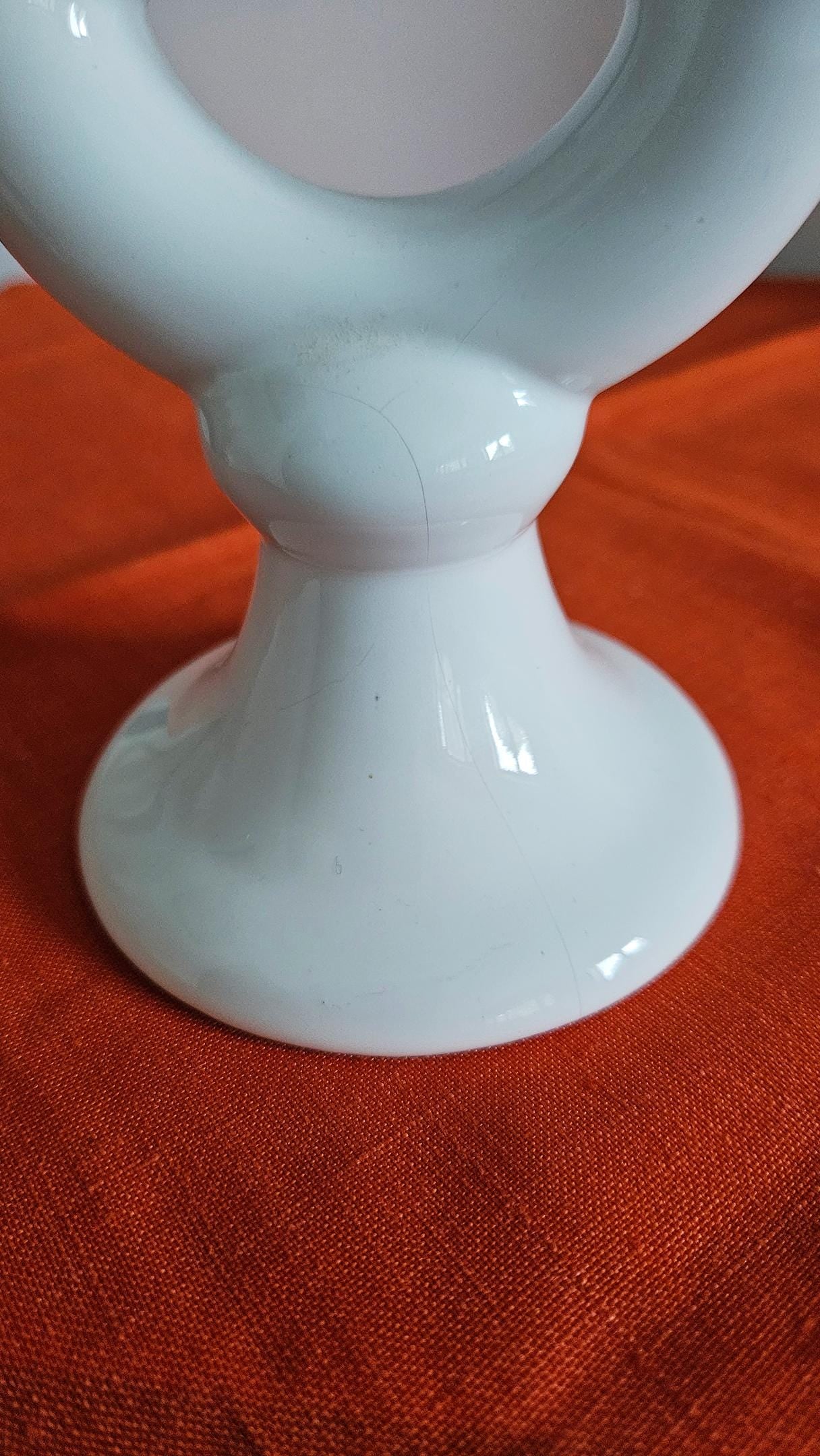 Vintage White Ceramic Three-Arm Candelabra