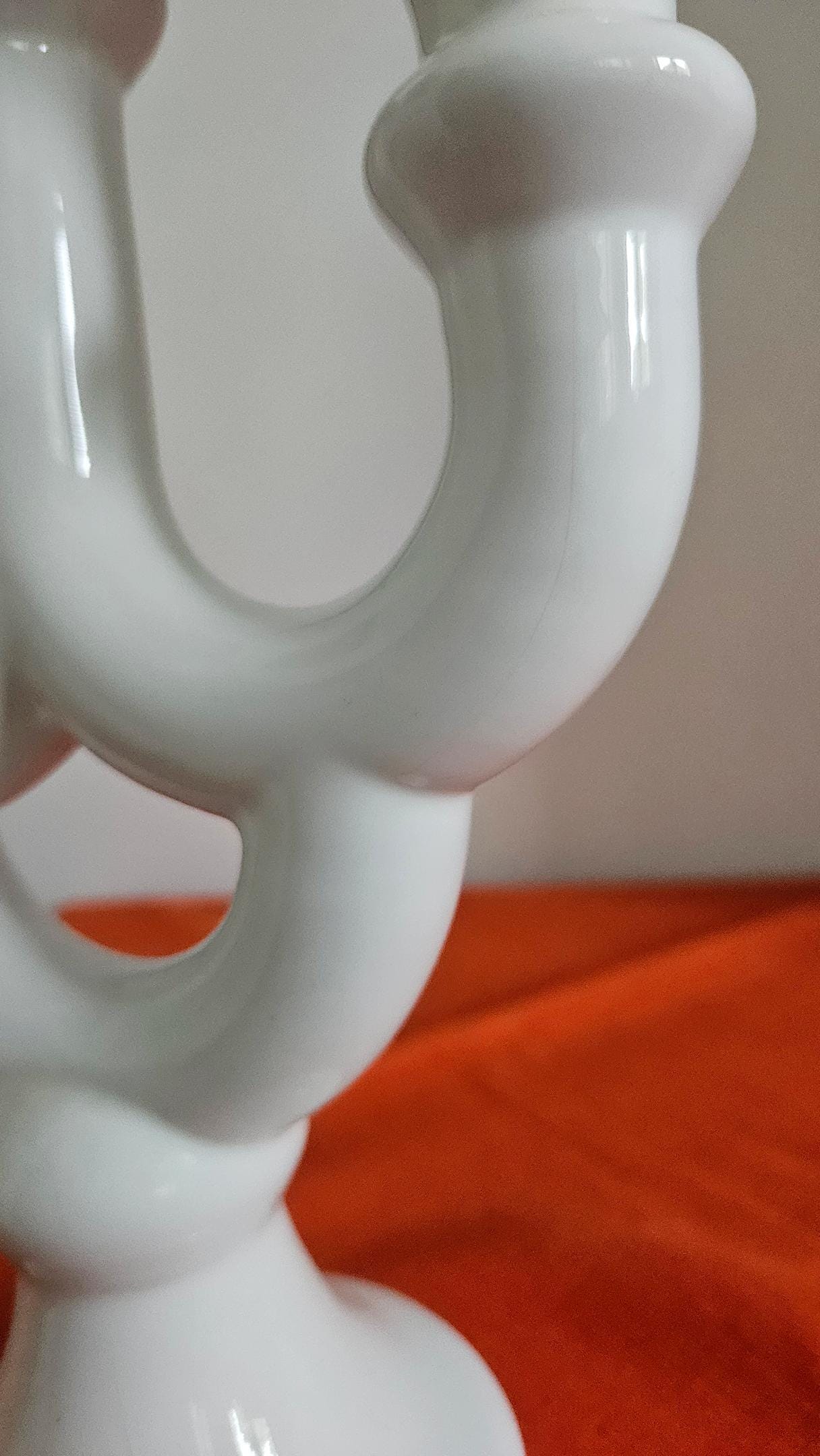 Vintage White Ceramic Three-Arm Candelabra