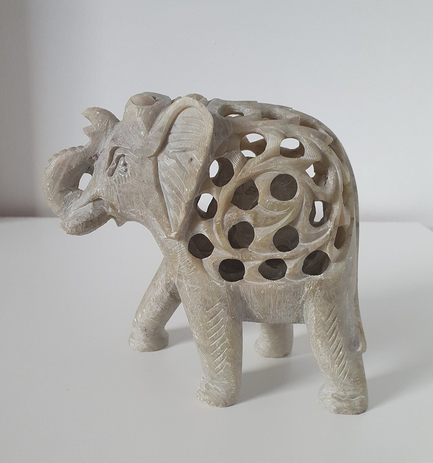 Vintage Hand Carved Soapstone Elephant Sculptures, Figurines
