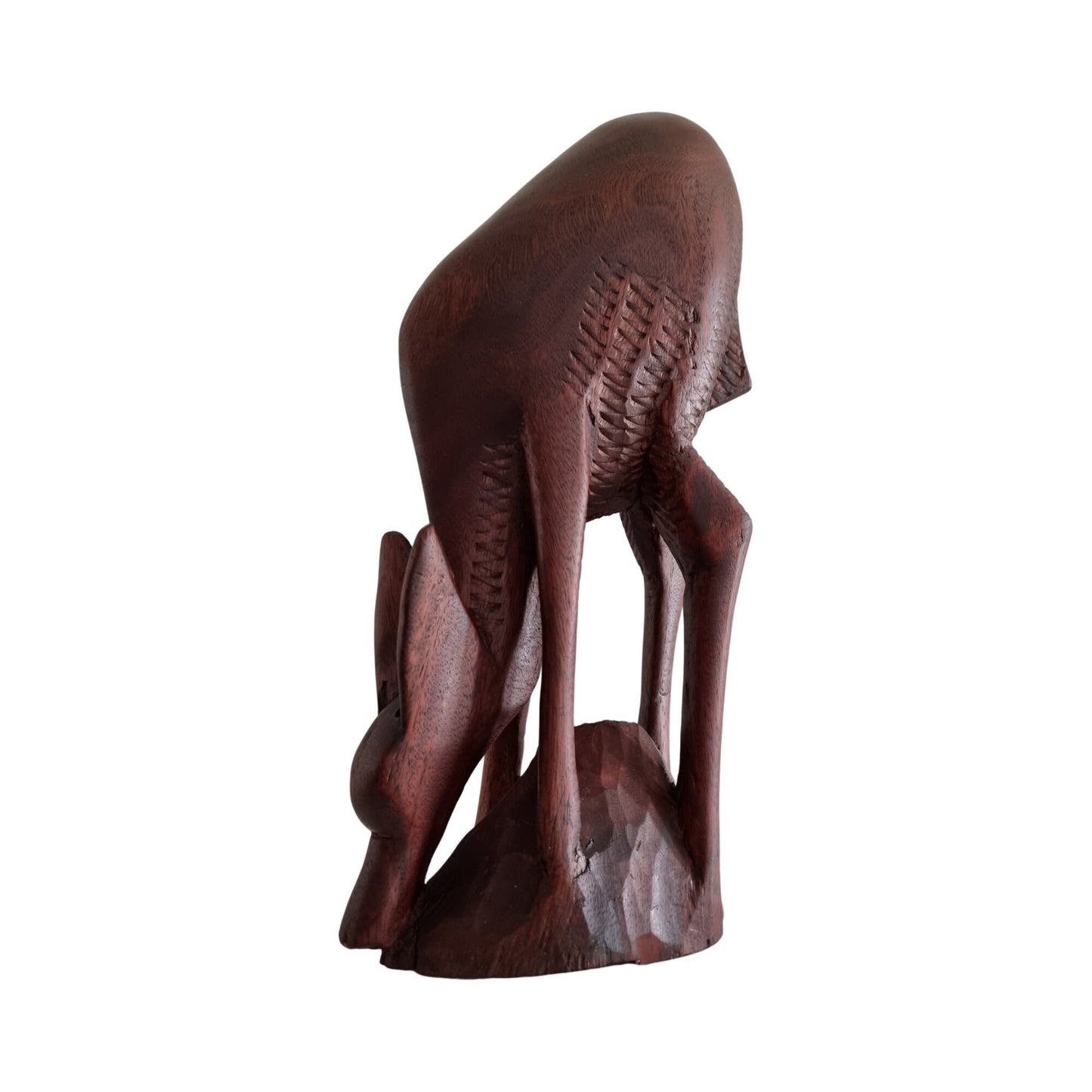 Mid- Century Modern Carved Mahogany Wood Deer