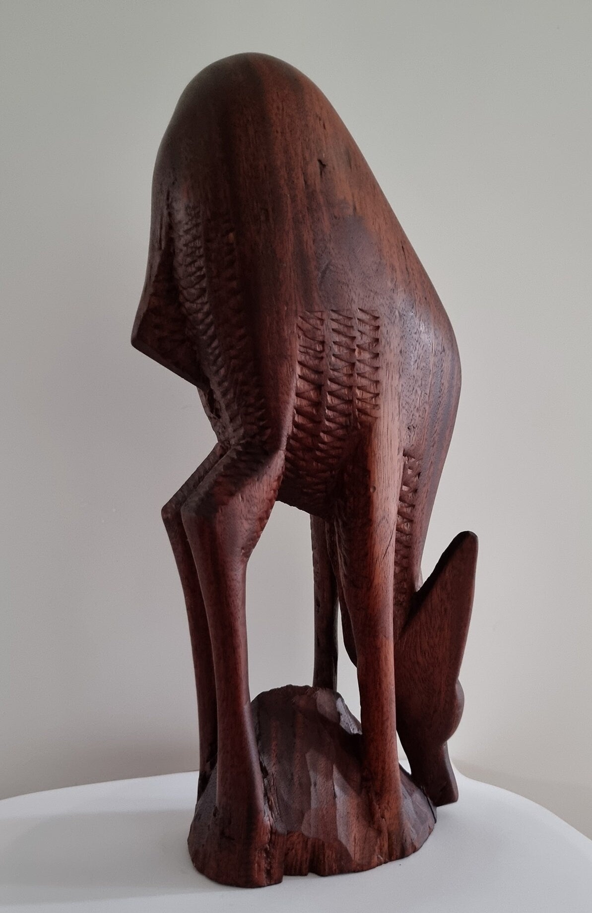 Mid- Century Modern Carved Mahogany Wood Deer