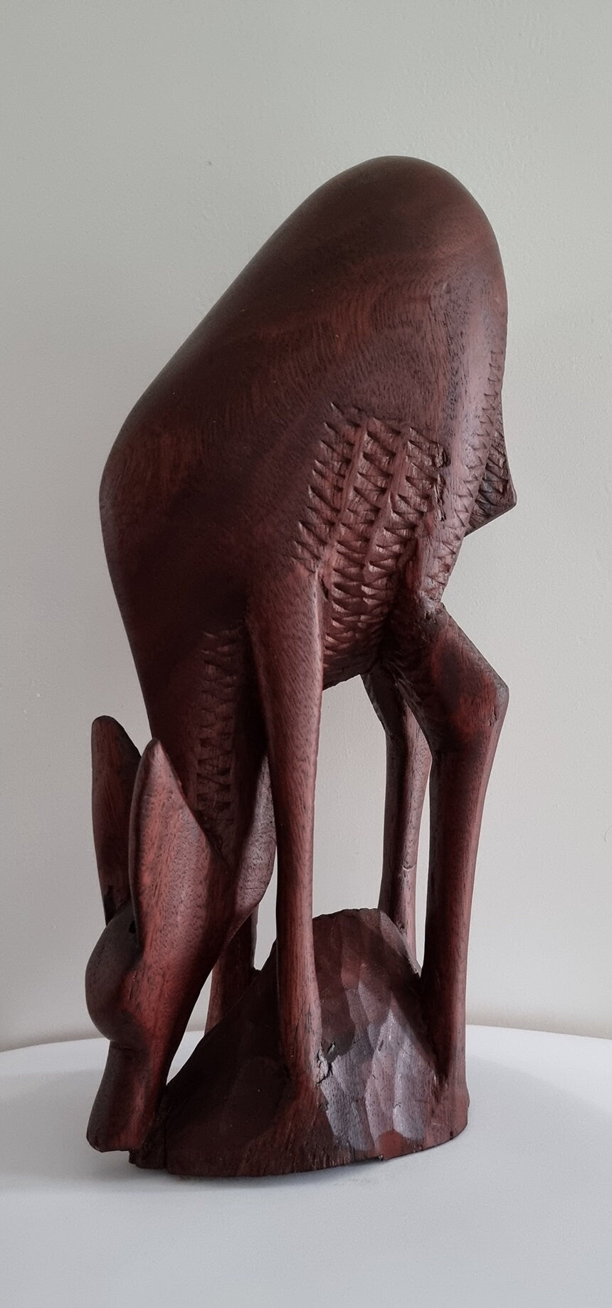 Mid- Century Modern Carved Mahogany Wood Deer