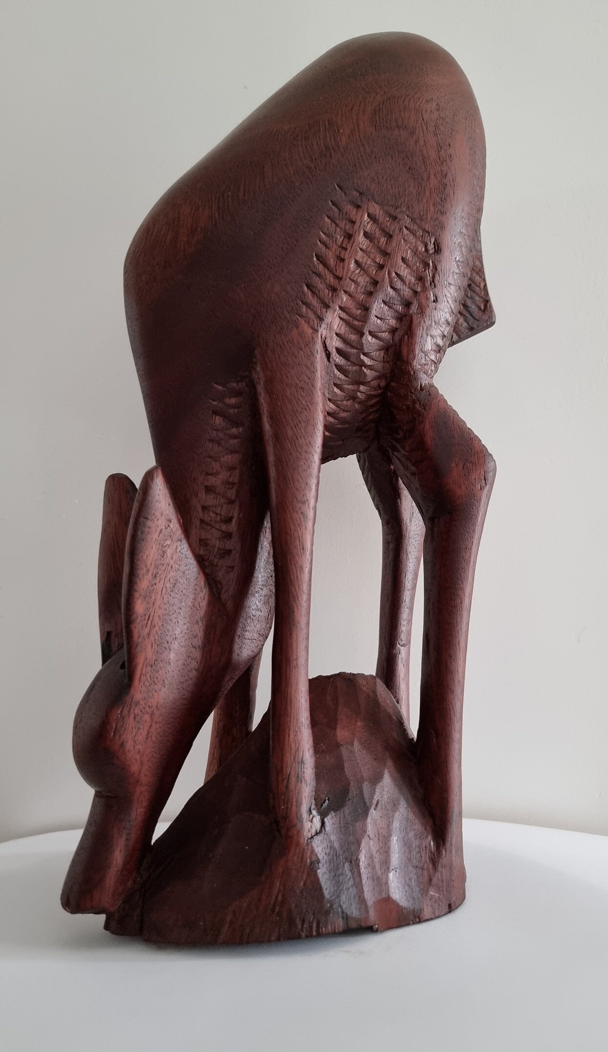 Mid- Century Modern Carved Mahogany Wood Deer