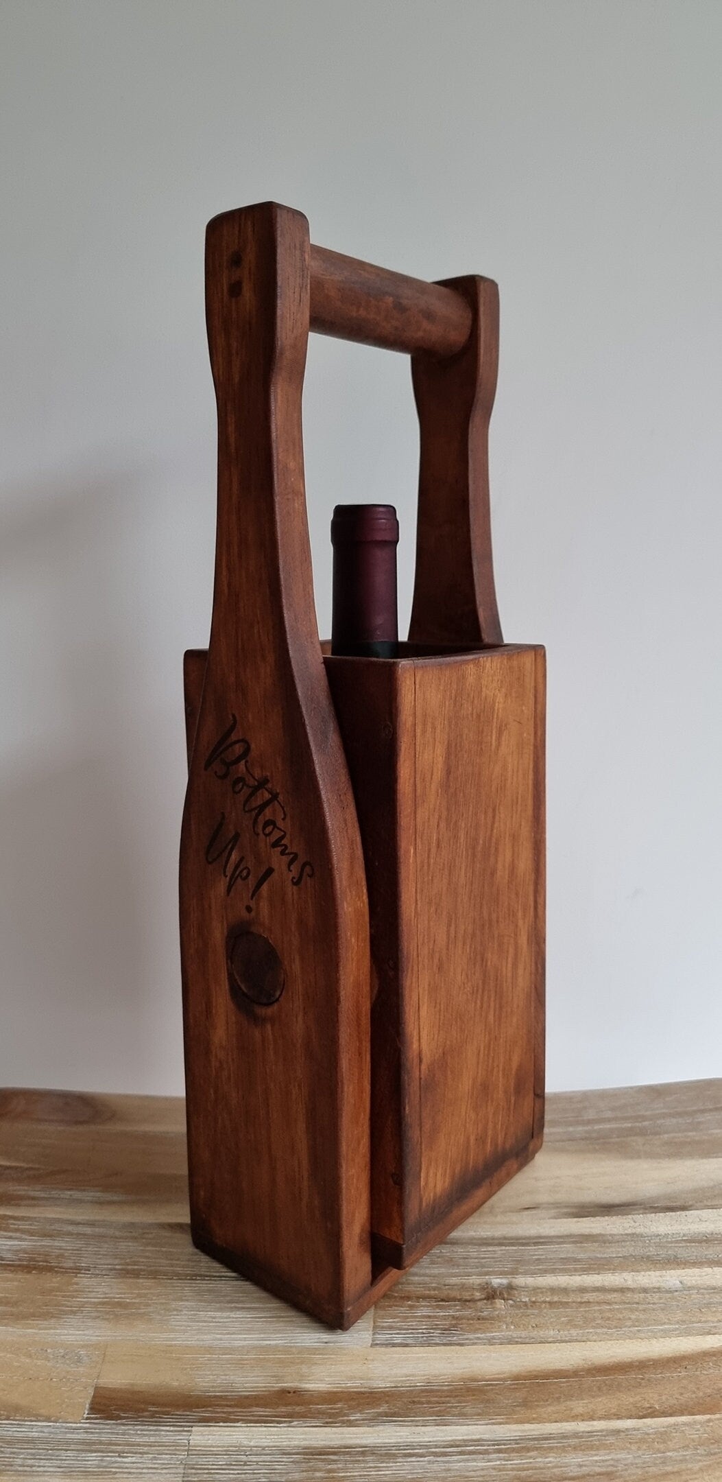 Vintage Wooden Wine Bottle Holder/Carrier