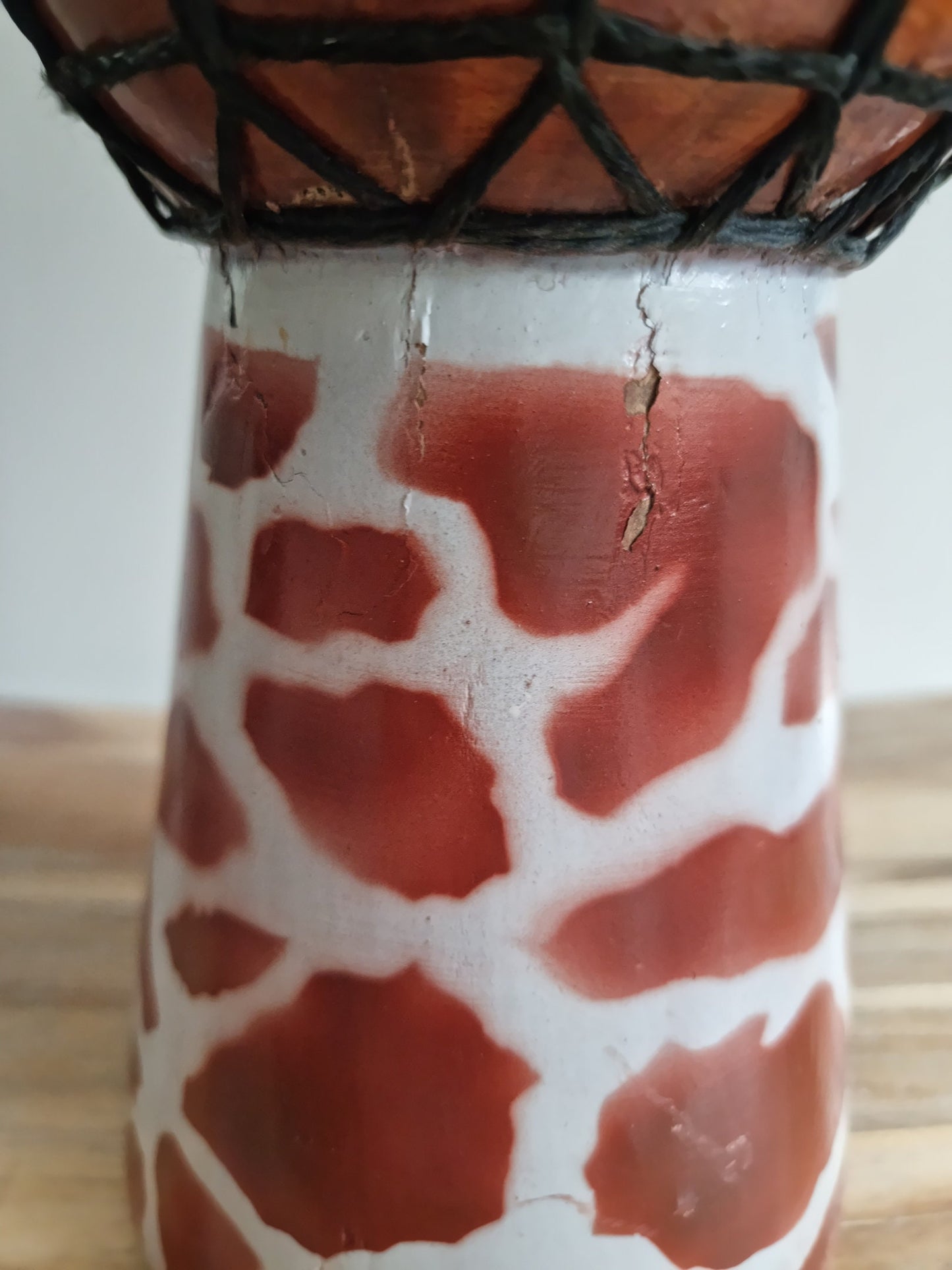 Vintage Djembe Hand Drum In Giraffe Design