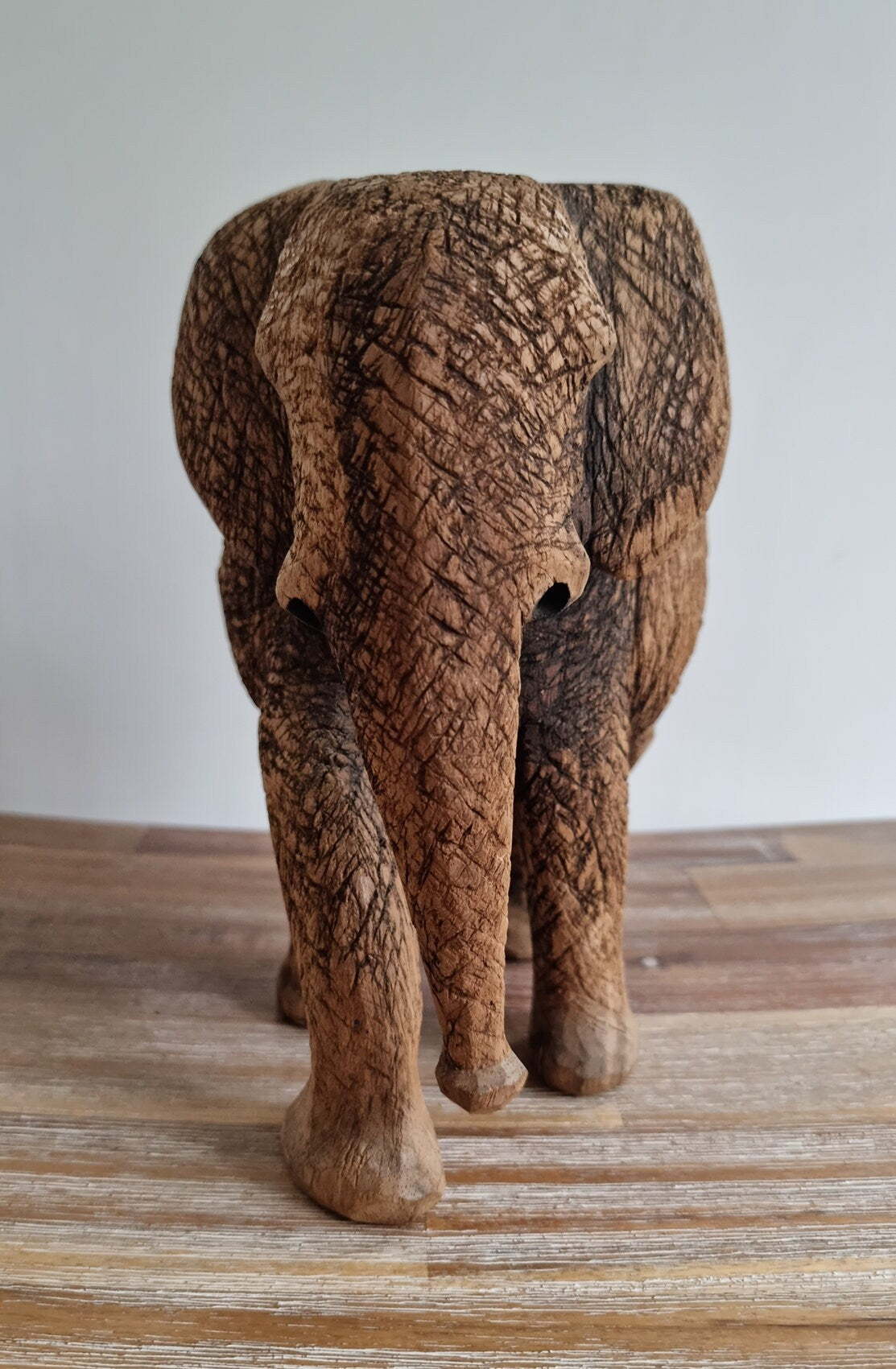 Vintage Wooden Hand Carved Elephant Ornament