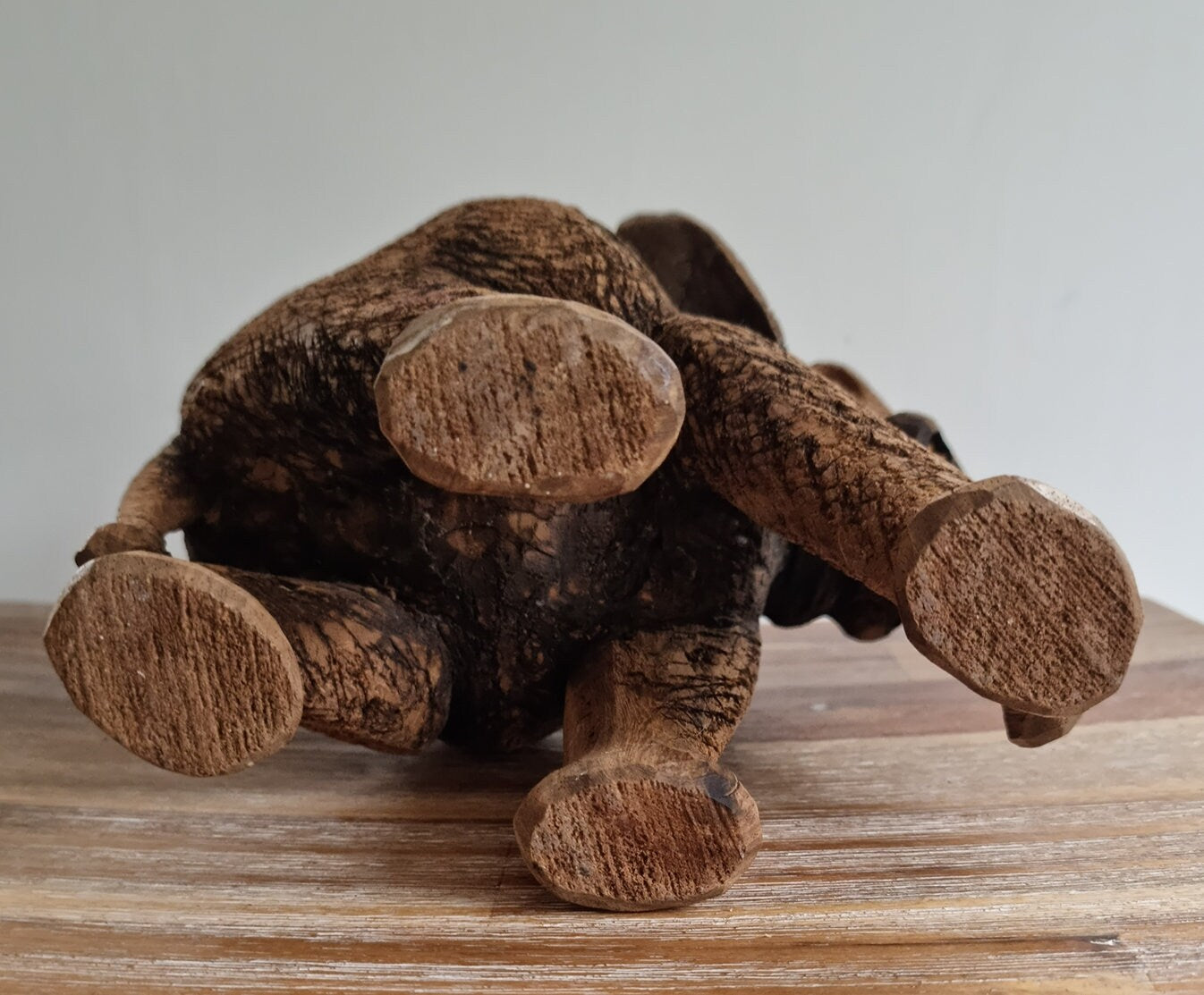 Vintage Wooden Hand Carved Elephant Ornament