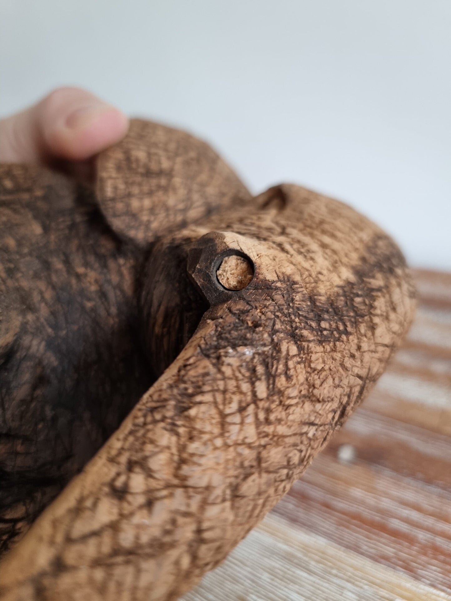 Vintage Wooden Hand Carved Elephant Ornament
