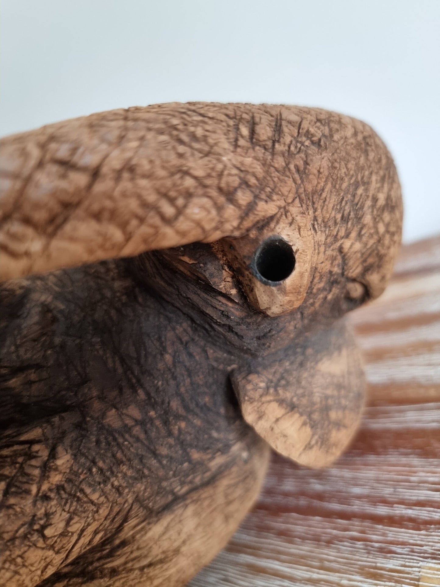 Vintage Wooden Hand Carved Elephant Ornament