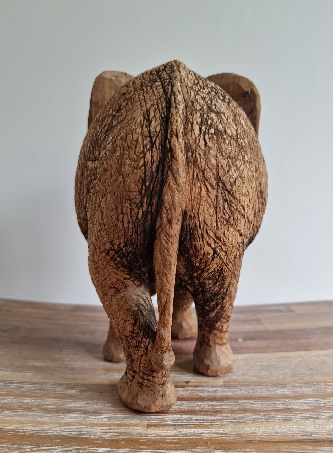 Vintage Wooden Hand Carved Elephant Ornament