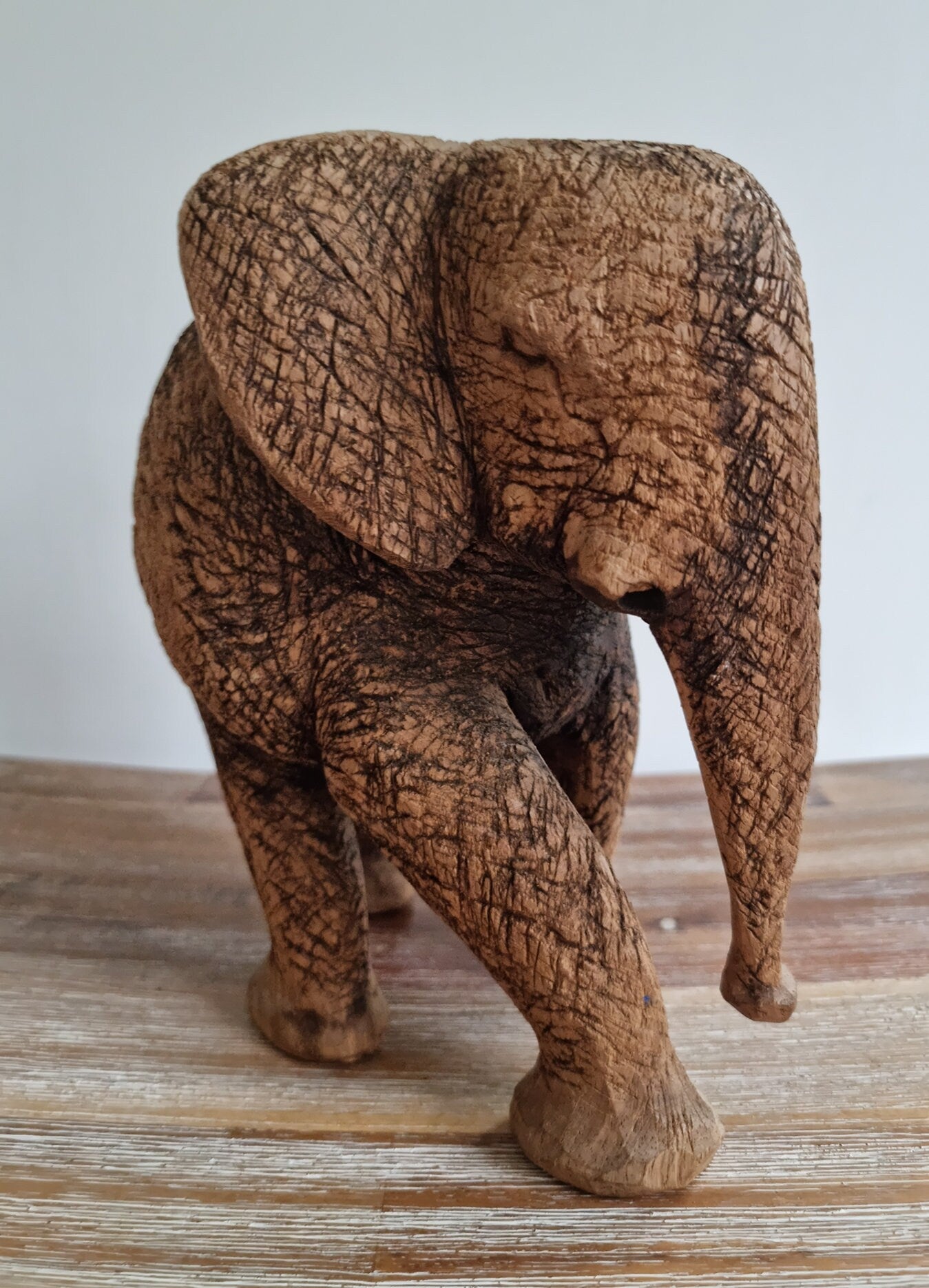 Vintage Wooden Hand Carved Elephant Ornament
