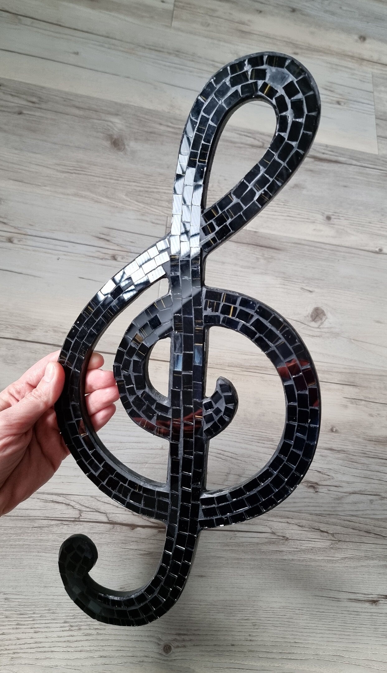 Large Handmade Mosaic Musical Treble Clef Shaped Wall Hanging