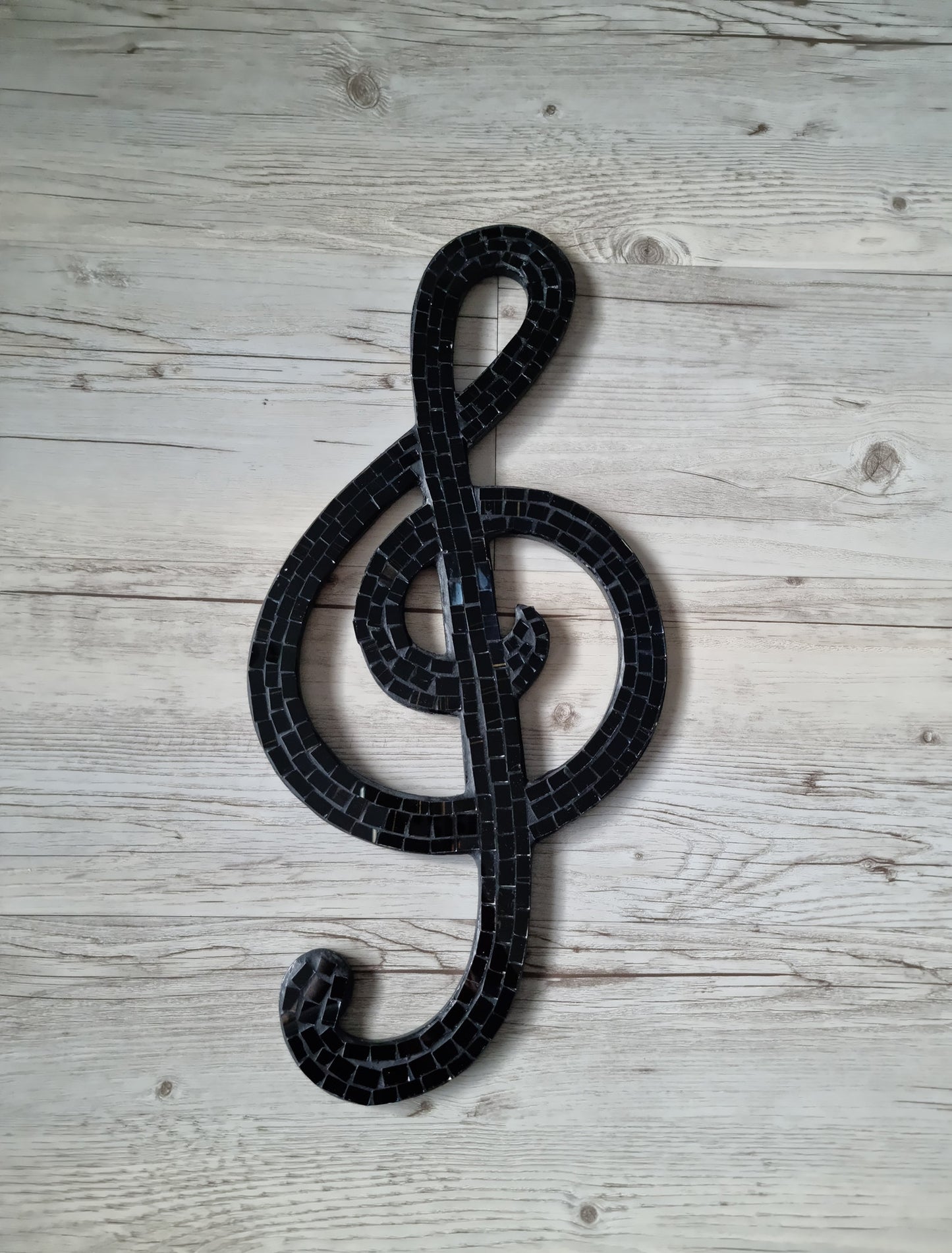 Large Handmade Mosaic Musical Treble Clef Shaped Wall Hanging