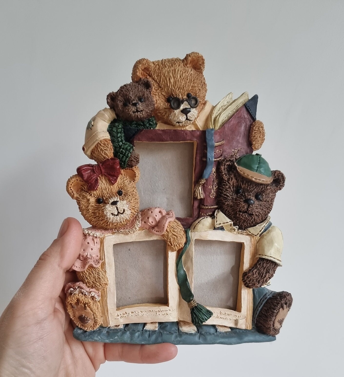 Vintage Figi Graphics Hand Painted Teddy Bear Photo Frame