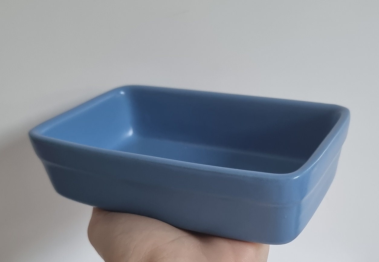 Retro Blue Rectangular Stoneware Dish