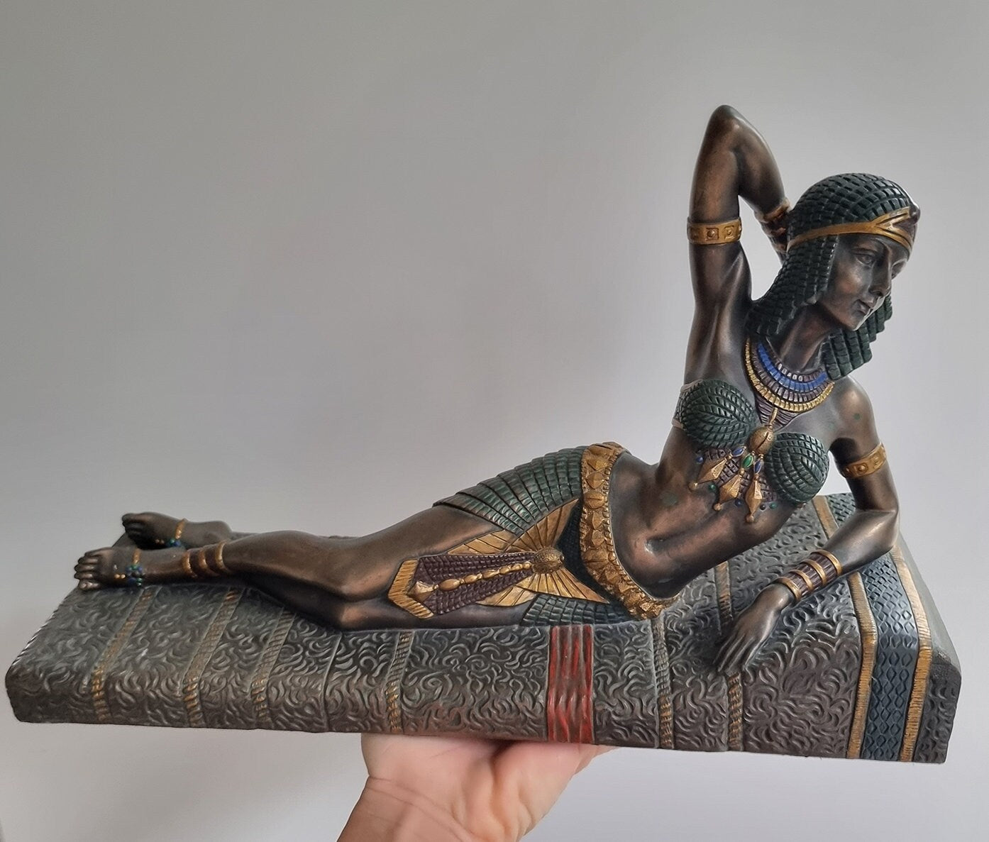 Cleopatra Statue Figurine, Vintage Cold Cast Bronze Resin Egyptian Goddess Sculpture By Veronese