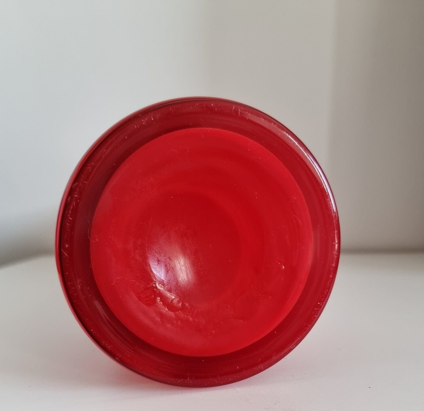 Retro Funky Pop Art Red/White Glass Vase