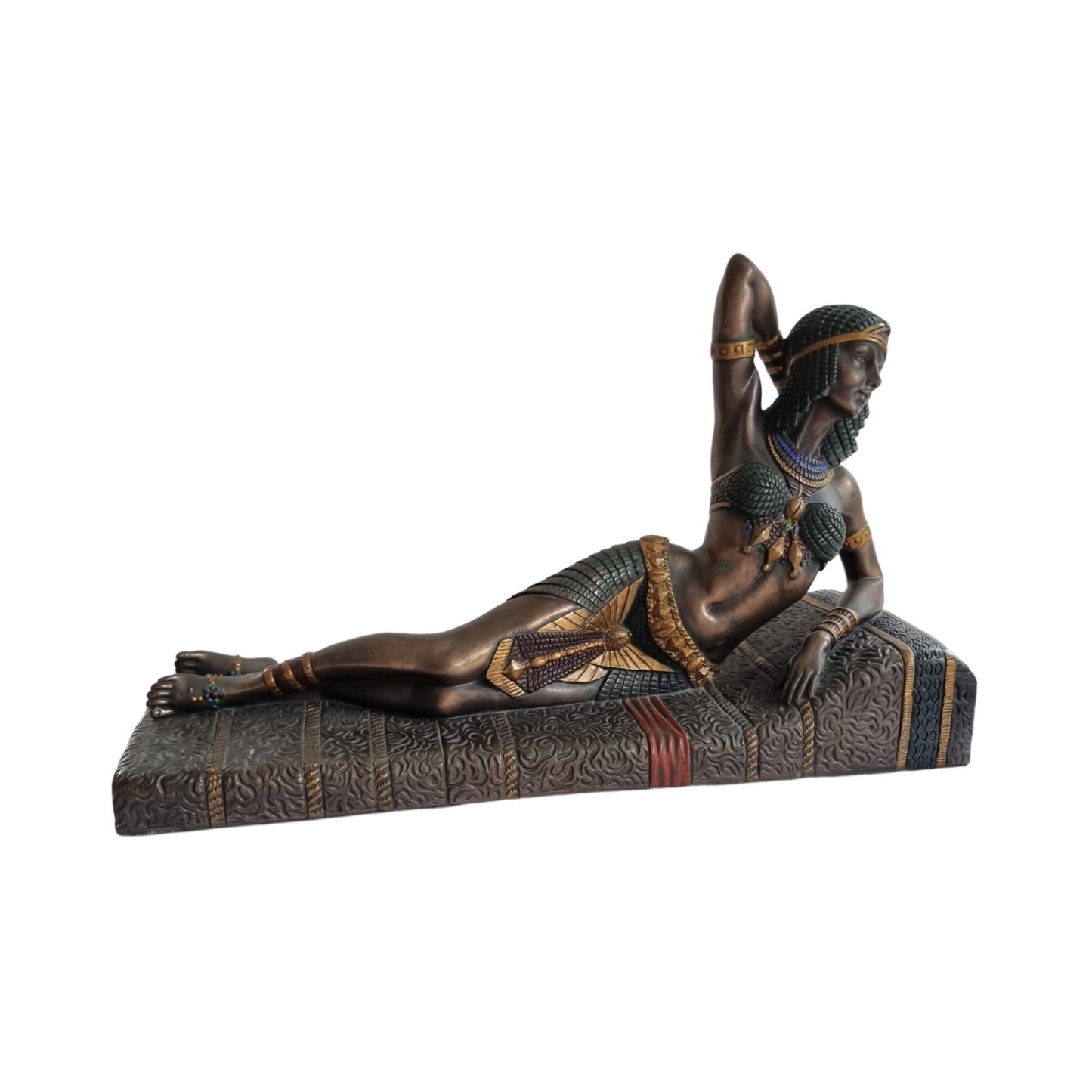 Cleopatra Statue Figurine, Vintage Cold Cast Bronze Resin Egyptian Goddess Sculpture By Veronese