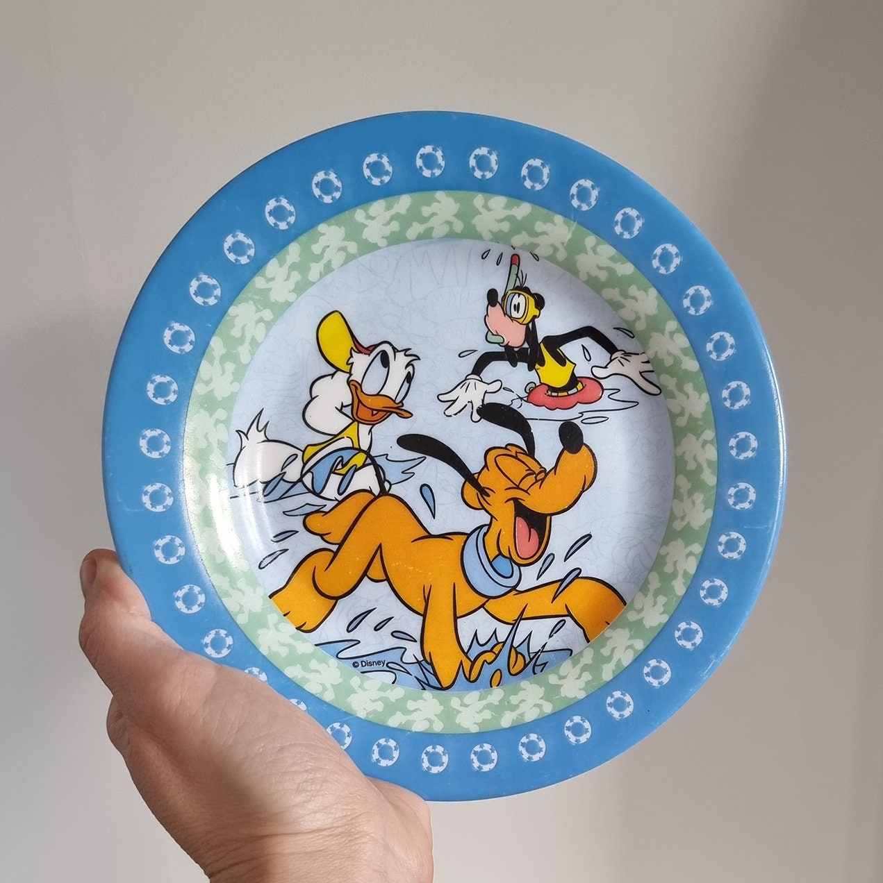 Vintage Arcopal France Mickey Kids - Pluto, Goofy & Donald Duck Milk Glass Plate