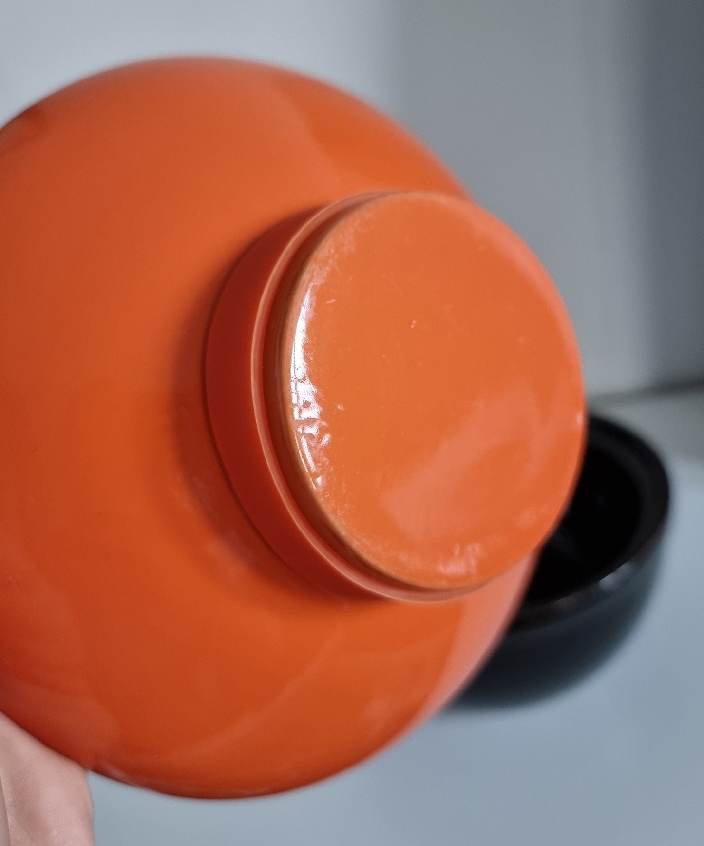 Retro Black & Orange Ceramic Saucepan With Lid