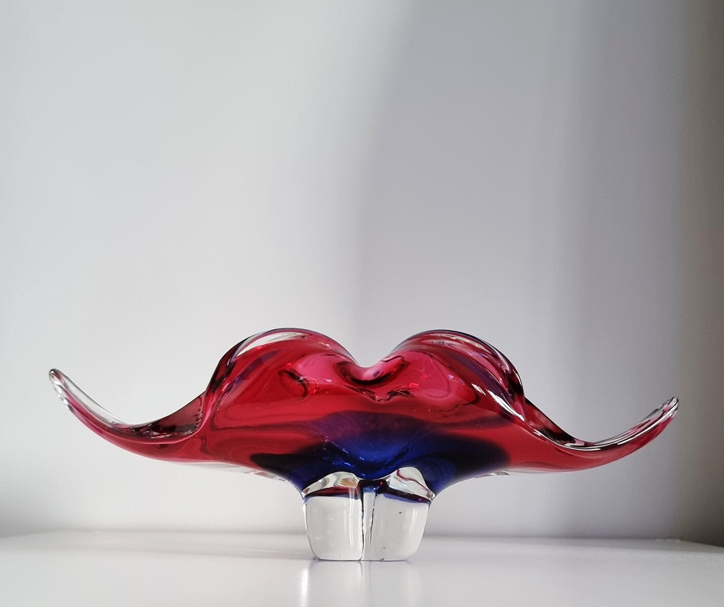 Vintage Art Glass Dish Bowl By Josef Hospodka For Chribska Glassworks