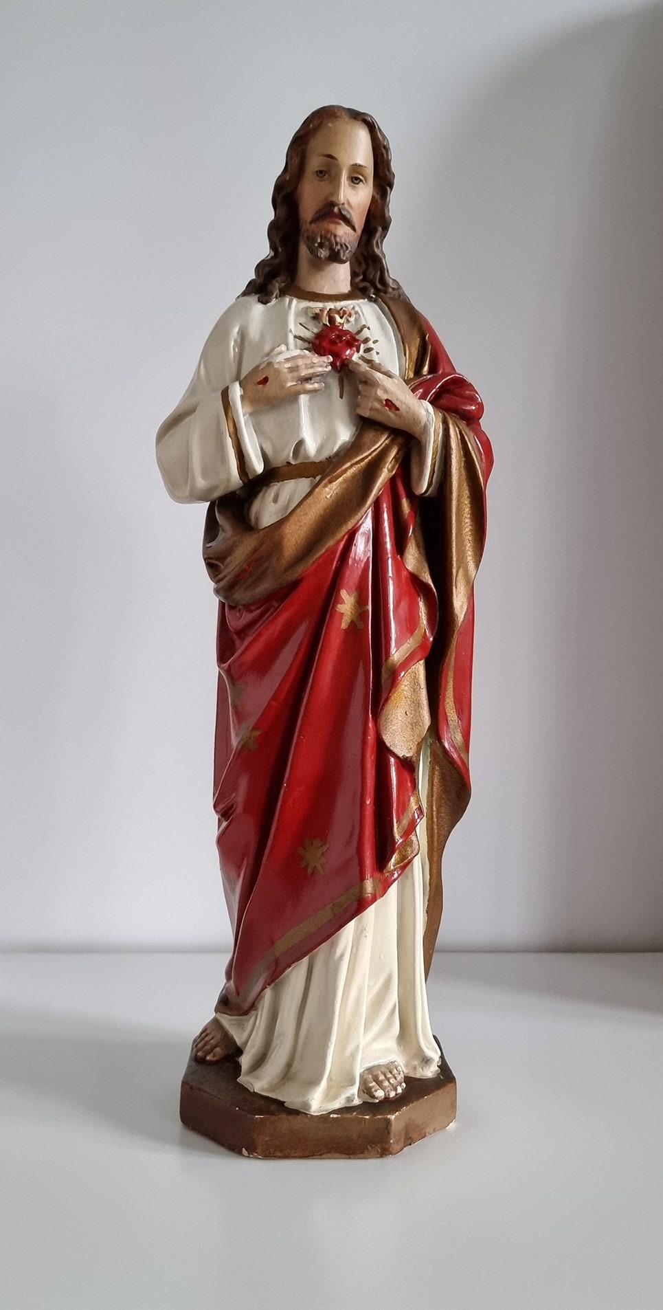 Vintage Sacred Heart Of Jesus Religious Statue