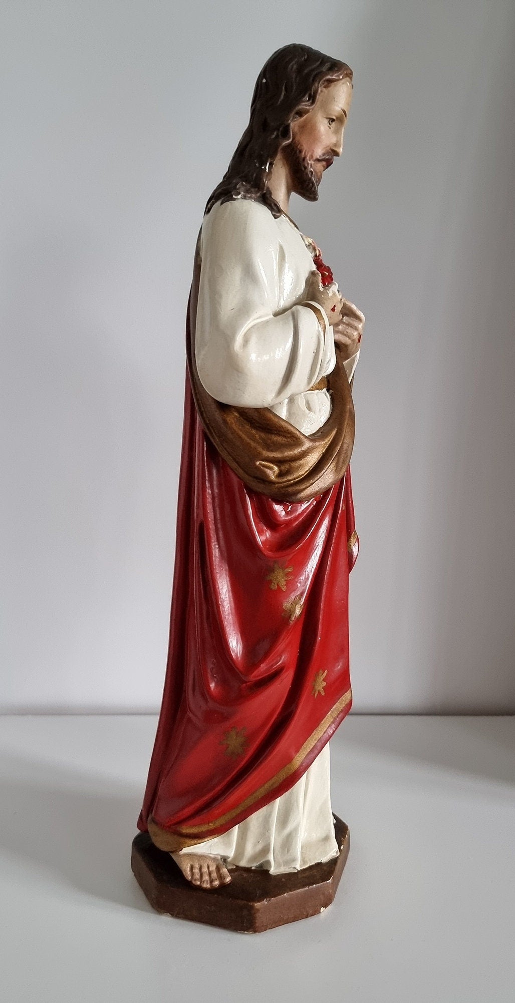 Vintage Sacred Heart Of Jesus Religious Statue