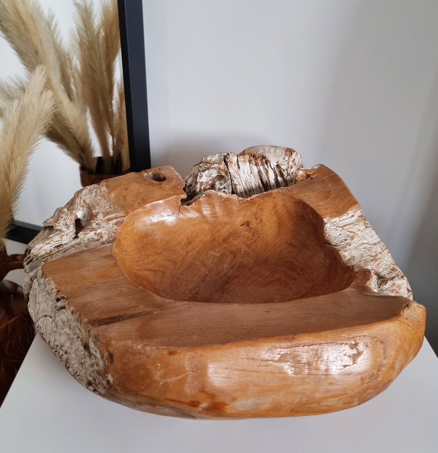 Vintage Large & Heavy Rustic Solid Wooden Bowl/Centrepiece