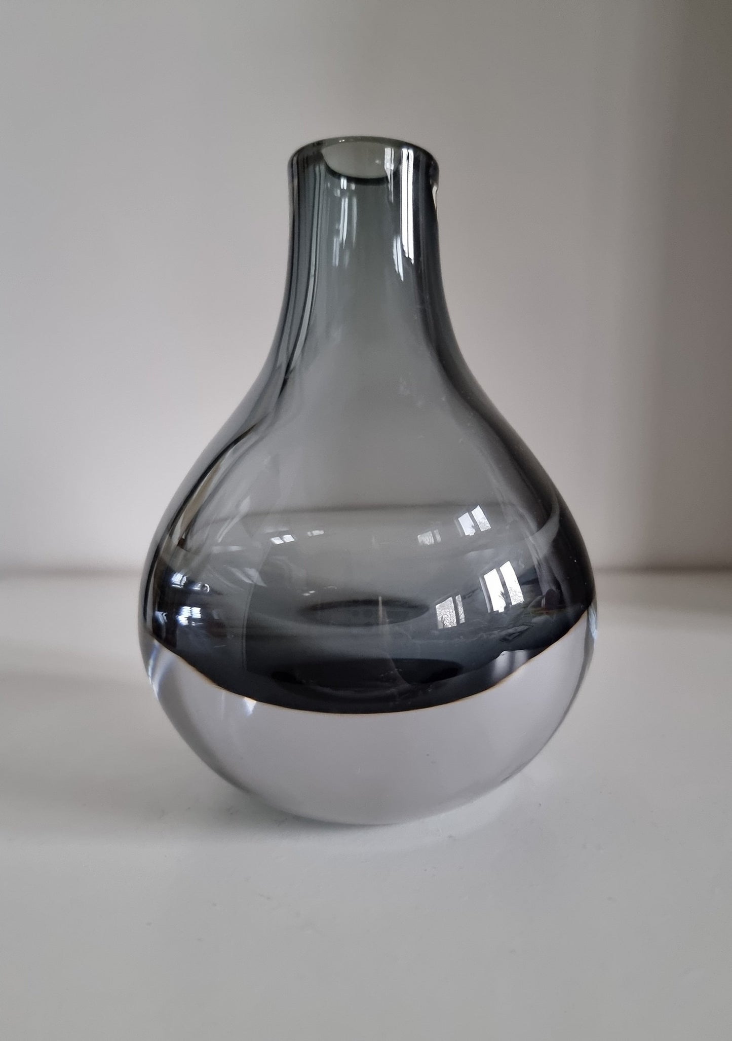 Nordic Style Glass Bud Vase | Smoked Grey Glass | Drop Shape Vase | Thick Glass Display Vase