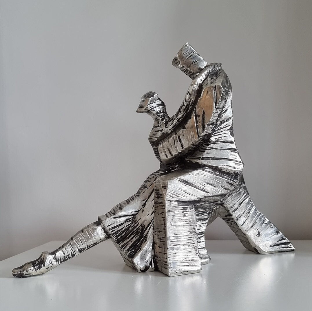 Vintage Metal Effect Tango Dancers Sculpture