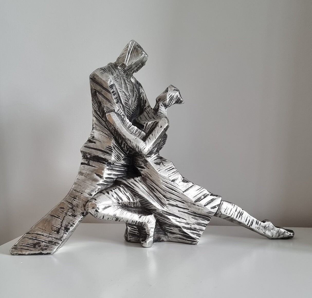Vintage Metal Effect Tango Dancers Sculpture