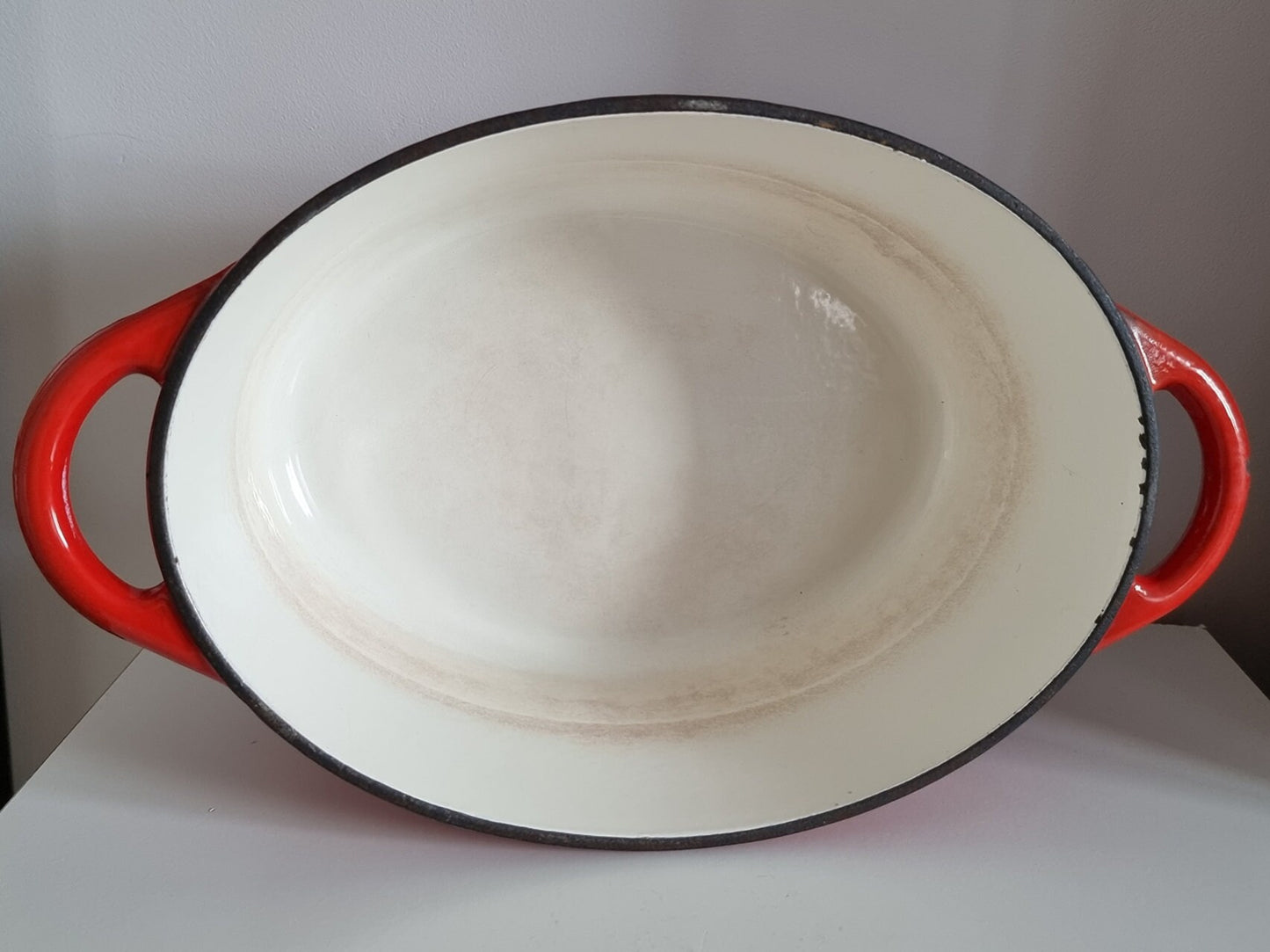 Large & Heavy Vintage Ernesto Cast Iron Enamelled Casserole Lidded Oven Dish In Red