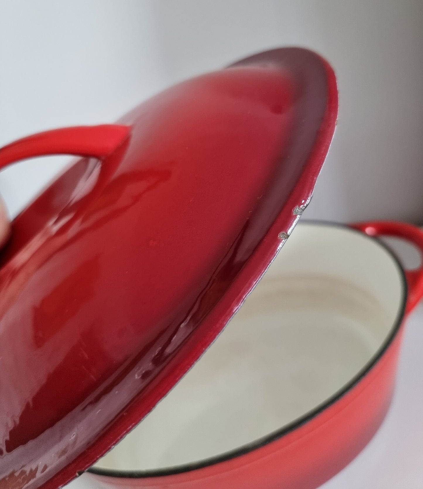 Large & Heavy Vintage Ernesto Cast Iron Enamelled Casserole Lidded Oven Dish In Red