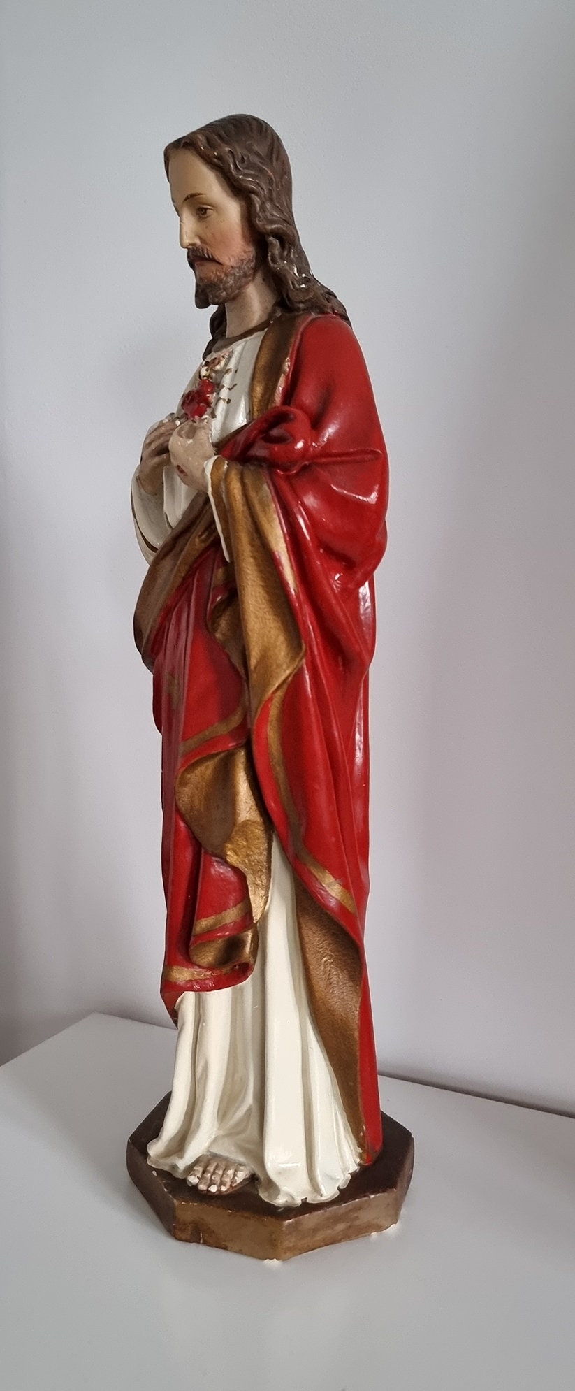 Vintage Sacred Heart Of Jesus Religious Statue