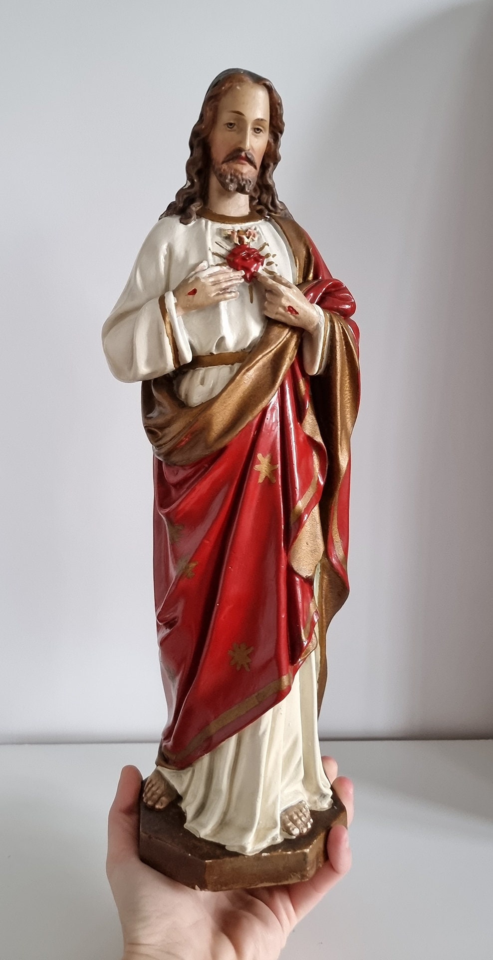 Vintage Sacred Heart Of Jesus Religious Statue