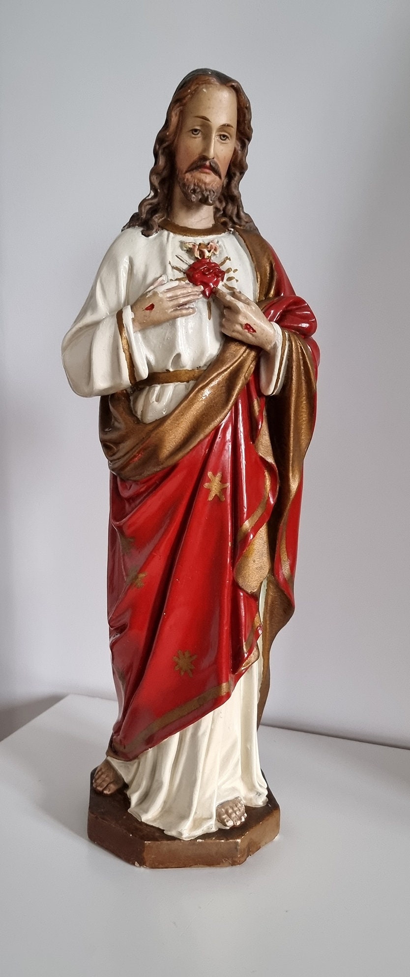 Vintage Sacred Heart Of Jesus Religious Statue
