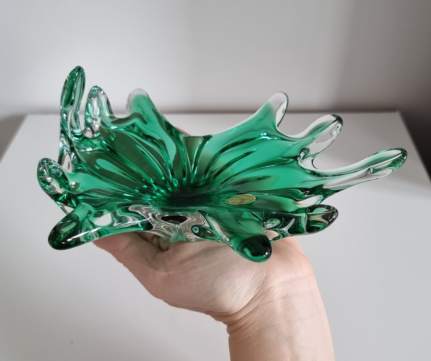 Vintage Czech Bohemia Art Glass Dish