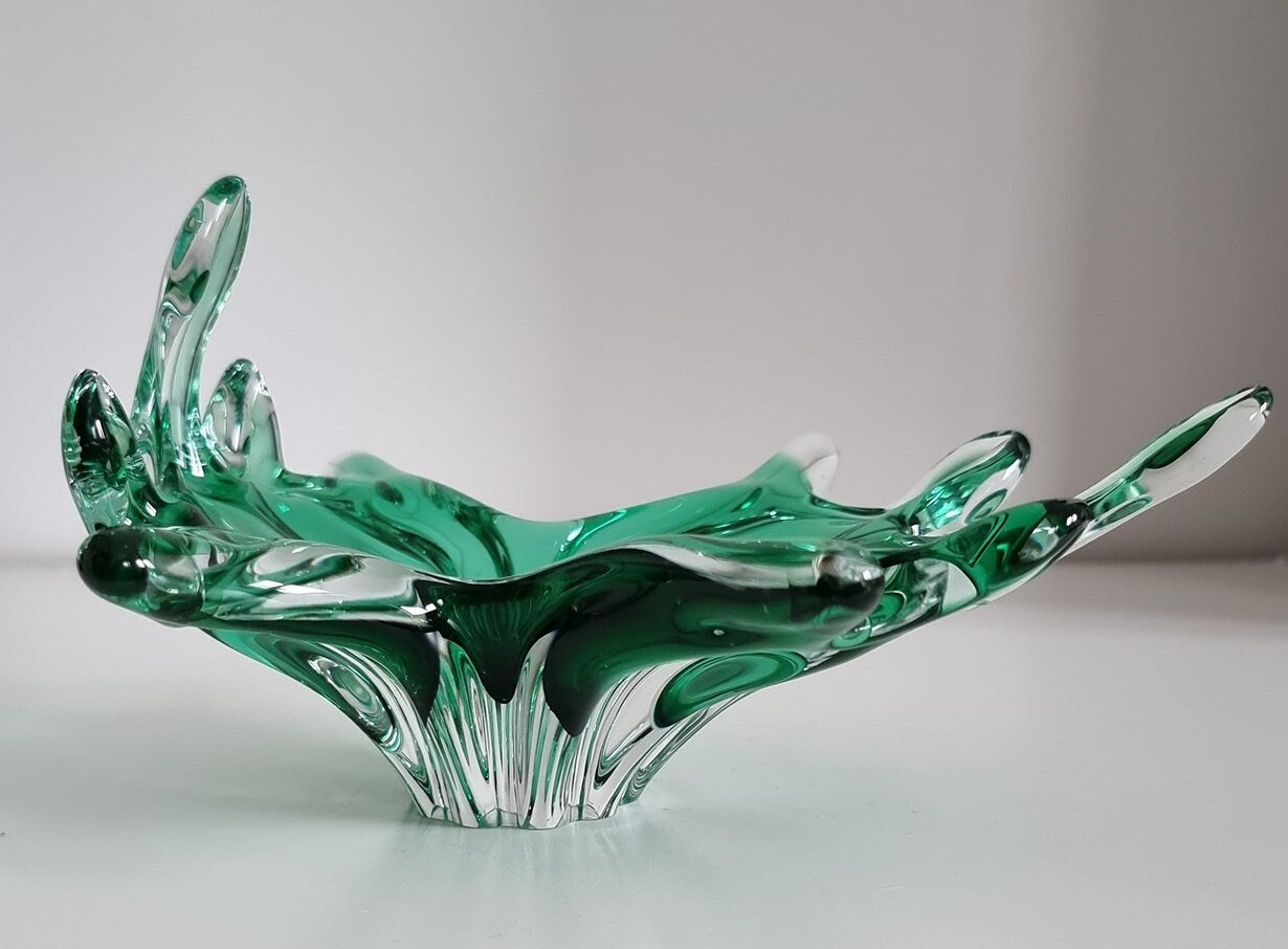 Vintage Czech Bohemia Art Glass Dish
