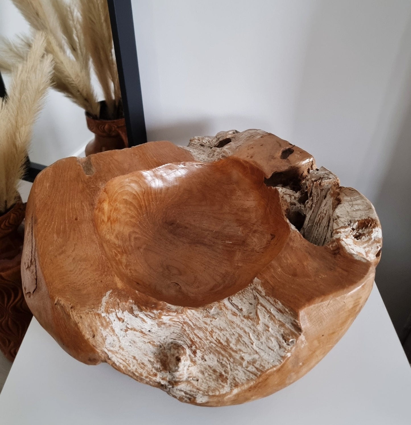 Vintage Large & Heavy Rustic Solid Wooden Bowl/Centrepiece