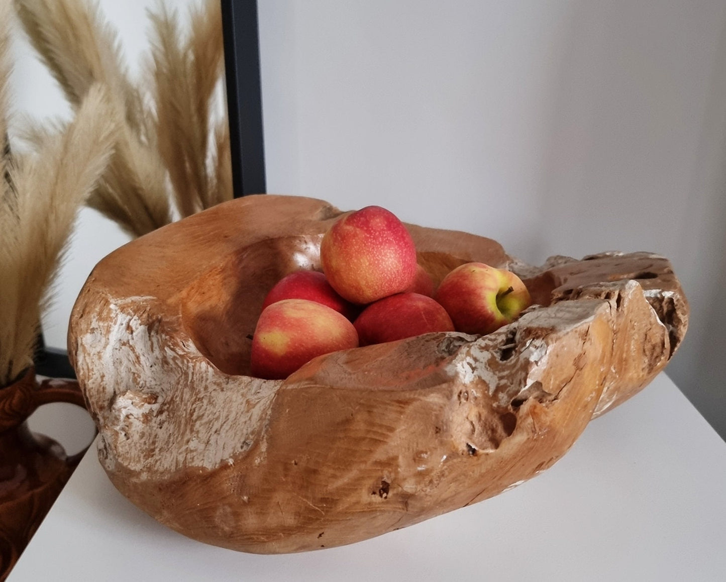 Vintage Large & Heavy Rustic Solid Wooden Bowl/Centrepiece