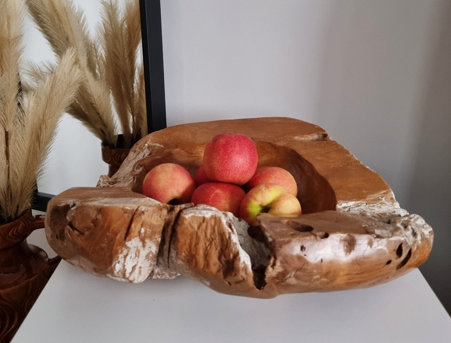 Vintage Large & Heavy Rustic Solid Wooden Bowl/Centrepiece
